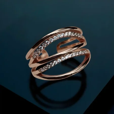 925 Sterling Silver Rose Gold Adjustable Ring for Women