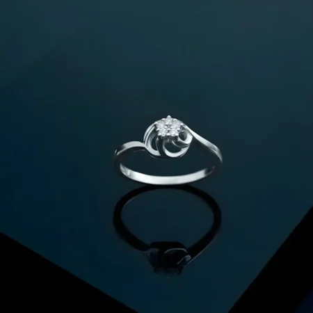 925 Sterling Silver CZ Studded Swirl Ring for Women