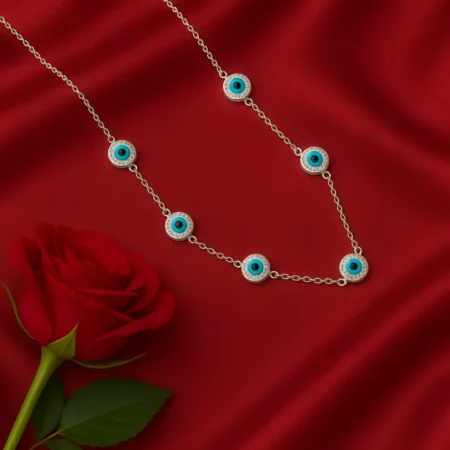 Women 925 Sterling Silver Evil Eye Chain | Protective Nazar Necklace | The Velvet Box