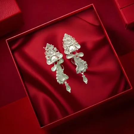 925 Sterling Silver Traditional Dangling Earrings for Women | Handcrafted Ethnic Silver Earrings