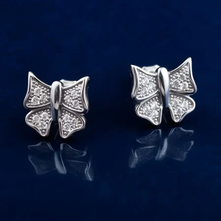 925 Sterling Silver Bow Knot  Stud Earrings for Women | Sparkling Ribbon Design