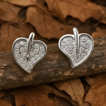 925 Sterling Silver Glitter Heart Hoop Earrings for Women | Elegant Heart Charm Design