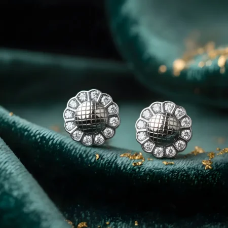 925 Sterling Silver  Sunflower Stud Earrings for Women