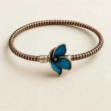 925 Sterling Silver Blue Enamel Butterfly Noya Bangle for Women