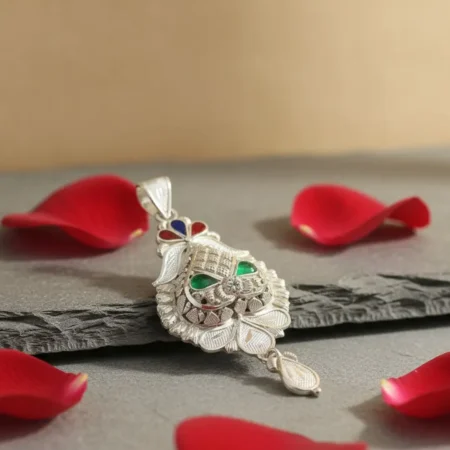 925 Sterling Silver Traditional Multicolor Meenakari Pendant | Antique Handcrafted Ethnic Design | The Velvet Box