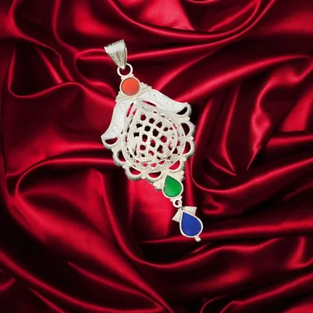 925 Sterling Silver Traditional Multicolor Meenakari Pendant | Handcrafted Filigree Ethnic Design | The Velvet Box