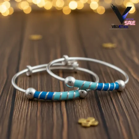 925 Silver Blue Dual-Tone Baby Bangles