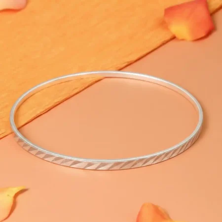 925 Sterling Silver Textured Bala Bangle for Women | Slim Minimal Daily Wear Silver Bala