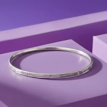925 Sterling Silver Engraved Bala Bangle for Women | Slim Elegant Daily Wear Silver Bala