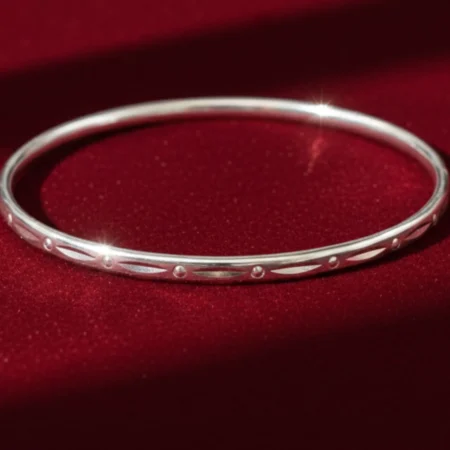 925 Sterling Silver Engraved Bala Bangle for Women | Slim Classic Daily Wear Silver Bala