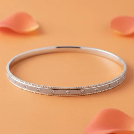 925 Sterling Silver Stone-Studded Pola Bala Bangle for Women | Elegant Daily Wear Silver Bangle