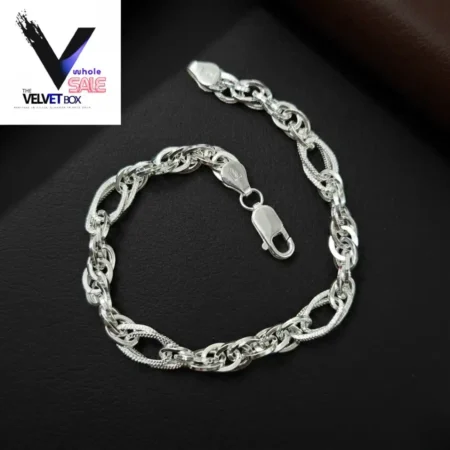 925 Silver Chain Bracelet for Men | Designer Oval Links | Premium Finish