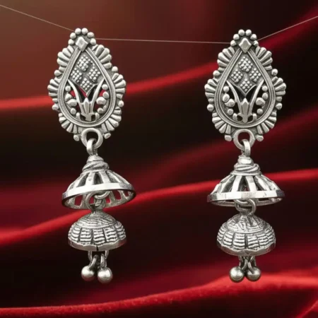 925 Sterling Silver Traditional Teardrop Jhumka Earrings for Women