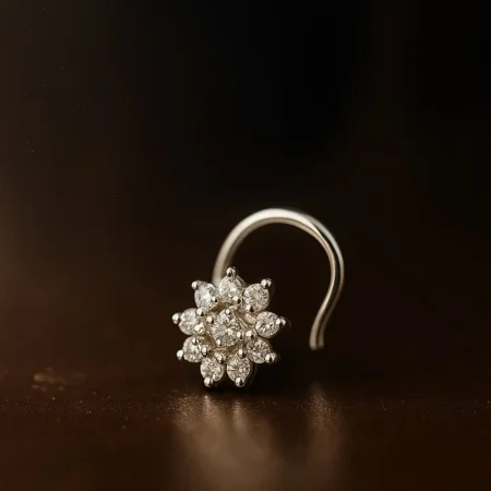 The Velvet Box 925 Sterling Silver Floral Nose Pin for Women