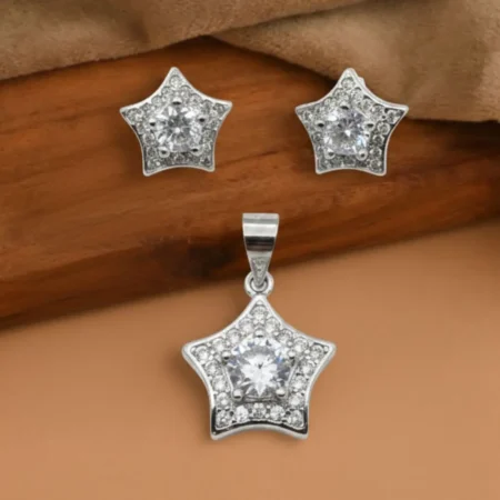 925 Sterling Silver Star Pendant & Stud Earrings Set | Elegant Sparkling Jewelry for Women