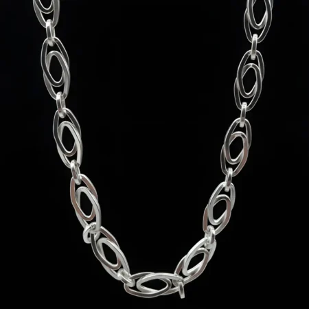 925 Sterling Silver Oval Link Chain for Men | Modern Polished Statement Silver Necklace