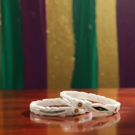 925 Sterling Silver Traditional White Shankha Pola Bangles for Women