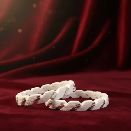 925 Sterling Silver Traditional White Shankha Bangles for Women