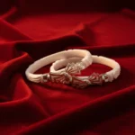 BIS Hallmarked 925 Silver Sakha Bangle online with glossy finish and Chila work from The Velvetbox.