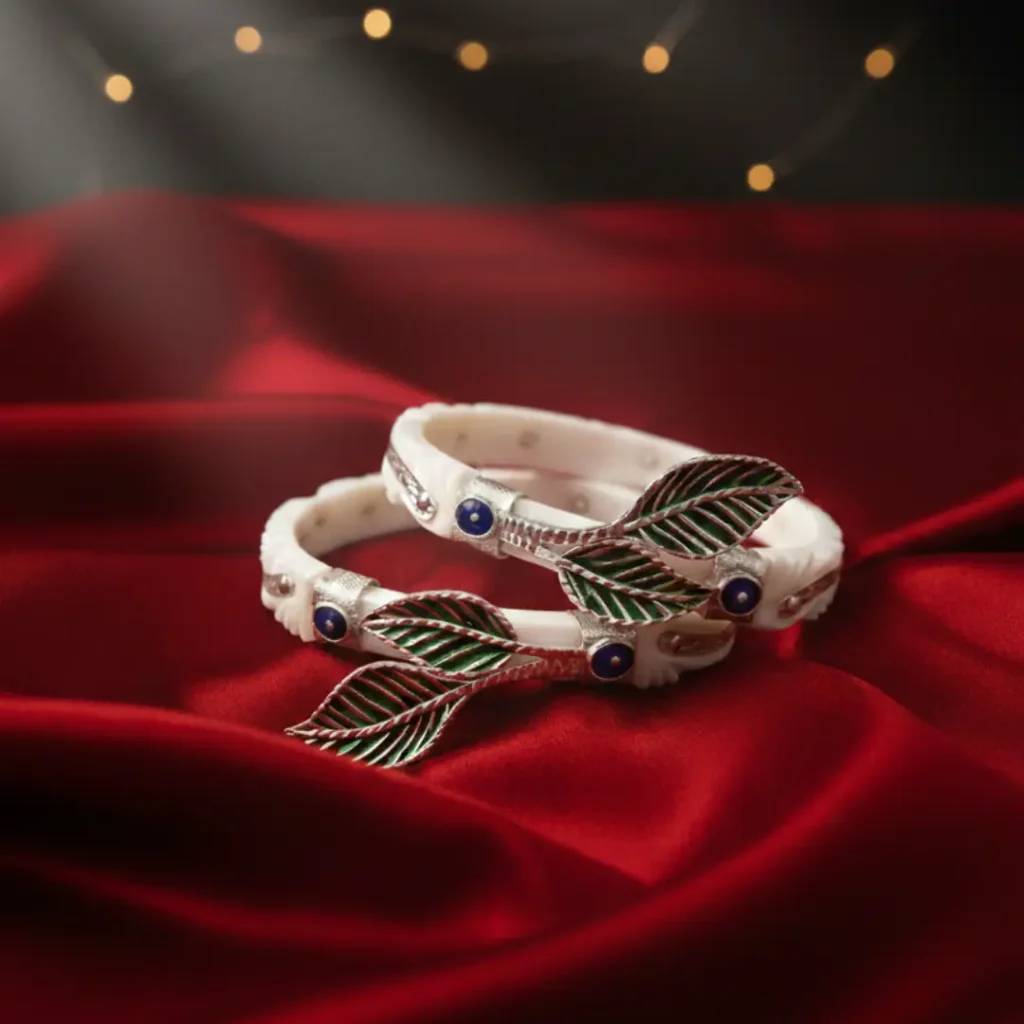 Silver sakha bangle online - 925 Designer Bengali Set | The Velvet Box