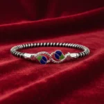 Original Silver Noa Bangles for women in traditional Noya design by The VelvetBox. Caption: Shop Original Silver Noa Bangles with a stylish silver finish at The VelvetBox.