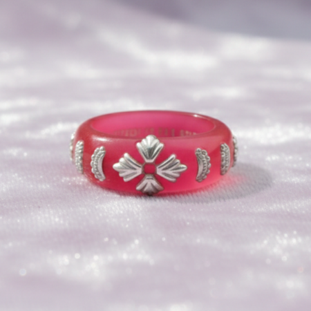 Silver Floral Pola Ring with 925 sterling silver design and traditional ethnic jewelry style by The VelvetBox