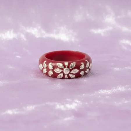 Floral Paisley Pola Ring with 925 sterling silver design and traditional ethnic jewelry style by The VelvetBox.