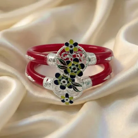 Authentic 925 Silver Elephant Face Pola Bangle - Black Finish BIS Hallmarked Jewelry for Women and Girls