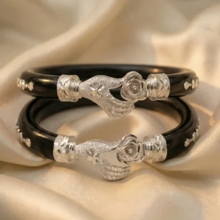 Stunning 925 Silver Blue Floral Pola Bangle - Handcrafted Filigree BIS Hallmarked Jewelry for Women and Girls