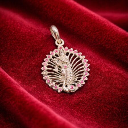 925 Silver Peacock Krishna Pendant for Women & Girls – BIS Hallmarked Pure Silver Stone-Studded Jewelry