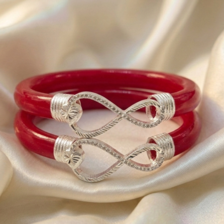 925 Silver Infinity Pola Bangle for Women – BIS Hallmarked Eternal Love Designer Red Pola Bangle