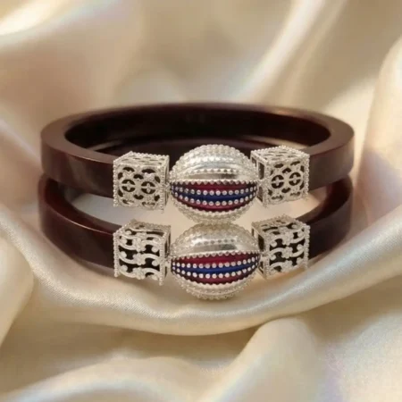 Premium 925 Silver Maroon Pola Bangles for Women | BIS Hallmarked Jewelry