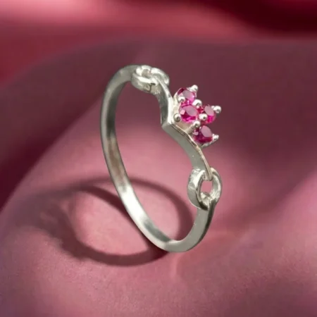 Dainty Pink Stone 925 Sterling Silver Ring for Women and Girls - BIS Hallmarked