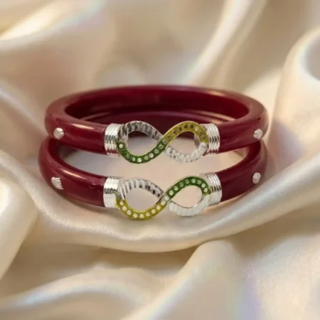 925 Silver Infinity & Floral Design Pola Bangle for Women
