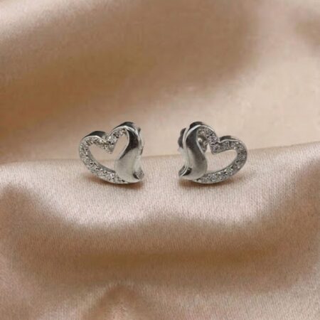 925 Silver Sparkling Heart Stud Earrings for Women | The Velvet Box