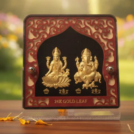 24k Gold Leaf Laxmi Plated Photo Frame for Wealth, Prosperity & Gifting