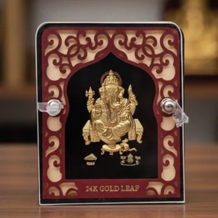 Premium 24k Gold Leaf Lord Ganesha Photo Frame for Prosperity & Gifting