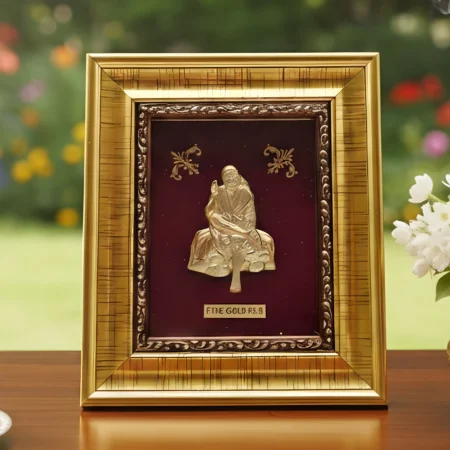 24k Gold Plated Shirdi Sai Baba Photo Frame for Peace & Prosperity