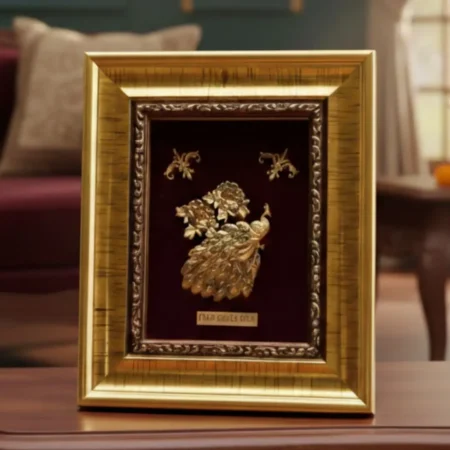 24k Gold Plated Peacock (Mayur) Photo Frame – Elegant Home Decor Piece