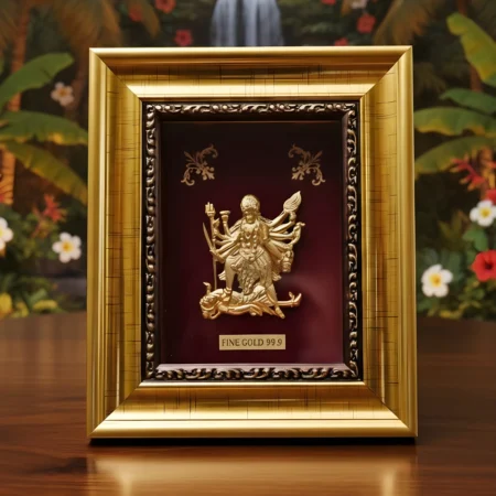 24k Gold Plated Ma Kali Photo Frame | Fine 99.9 Gold & 925 Silver Wall Art