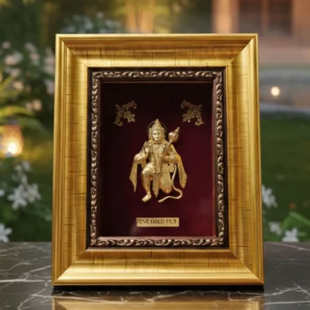 24k Gold Plated Hanuman Photo Frame | Fine 99.9 Gold & 925 Silver Wall Art