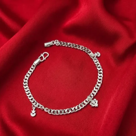 925 Sterling Silver Star & Heart Charm Bracelet for Women & Girls | BIS Hallmarked