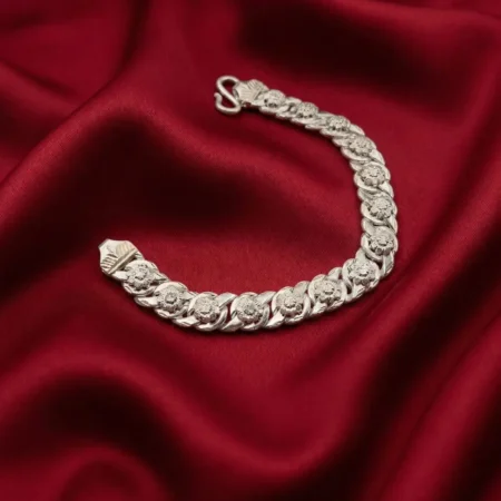 925 Sterling Silver Floral Art Designer Bracelet for Men | BIS Hallmarked