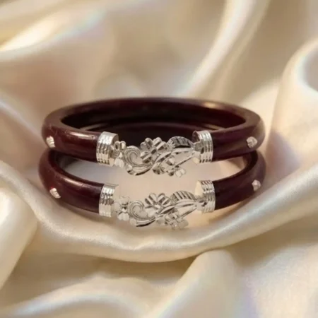 925 Sterling Silver Pola Bangle with Floral Design | Traditional Bangle Set for Women