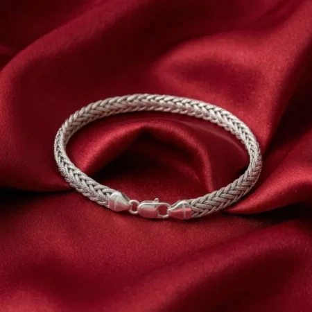 925 Sterling Silver Braided Mesh Link Bracelet for Men's | BIS Hallmarked