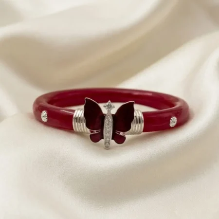 Premium 925 Sterling Silver Pola Bangle with Butterfly Motif - The Velvet Box