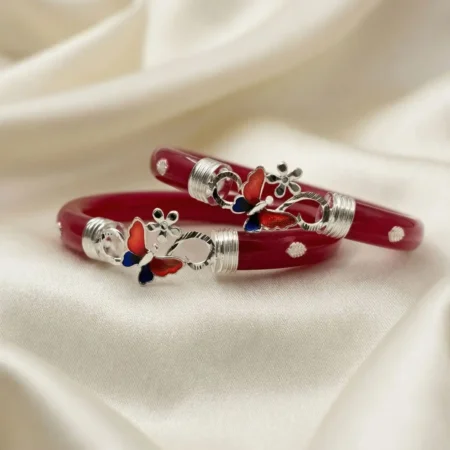 Elegant Butterfly 925 Silver Pola Bangle for Women by The Velvet Box