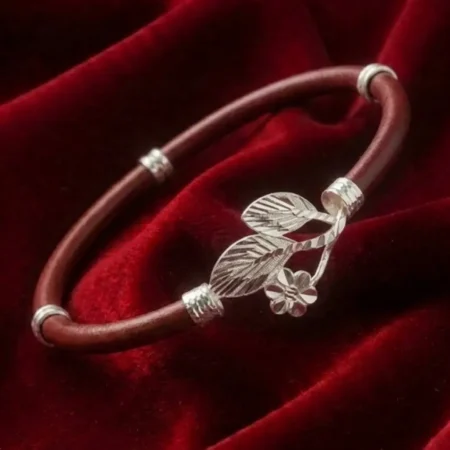 925 Pure Silver Flower and Leaf Design Noya Bangle for Women
