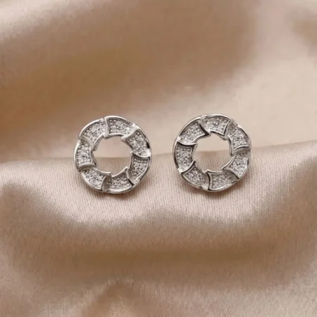 925 Silver Design Geometric Circular Stud Earrings for Women | The Velvet Box