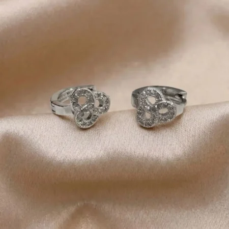 Fine 925 Silver Trinity Knot Stud Earrings with Sparkling Zirconia | The Velvet Box